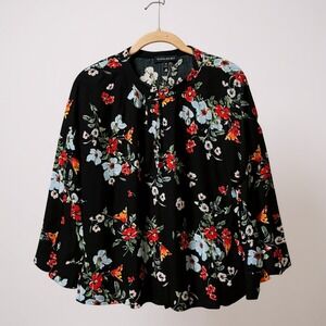 Banana Republic Floral Print Black Blouse‎ - Womens M